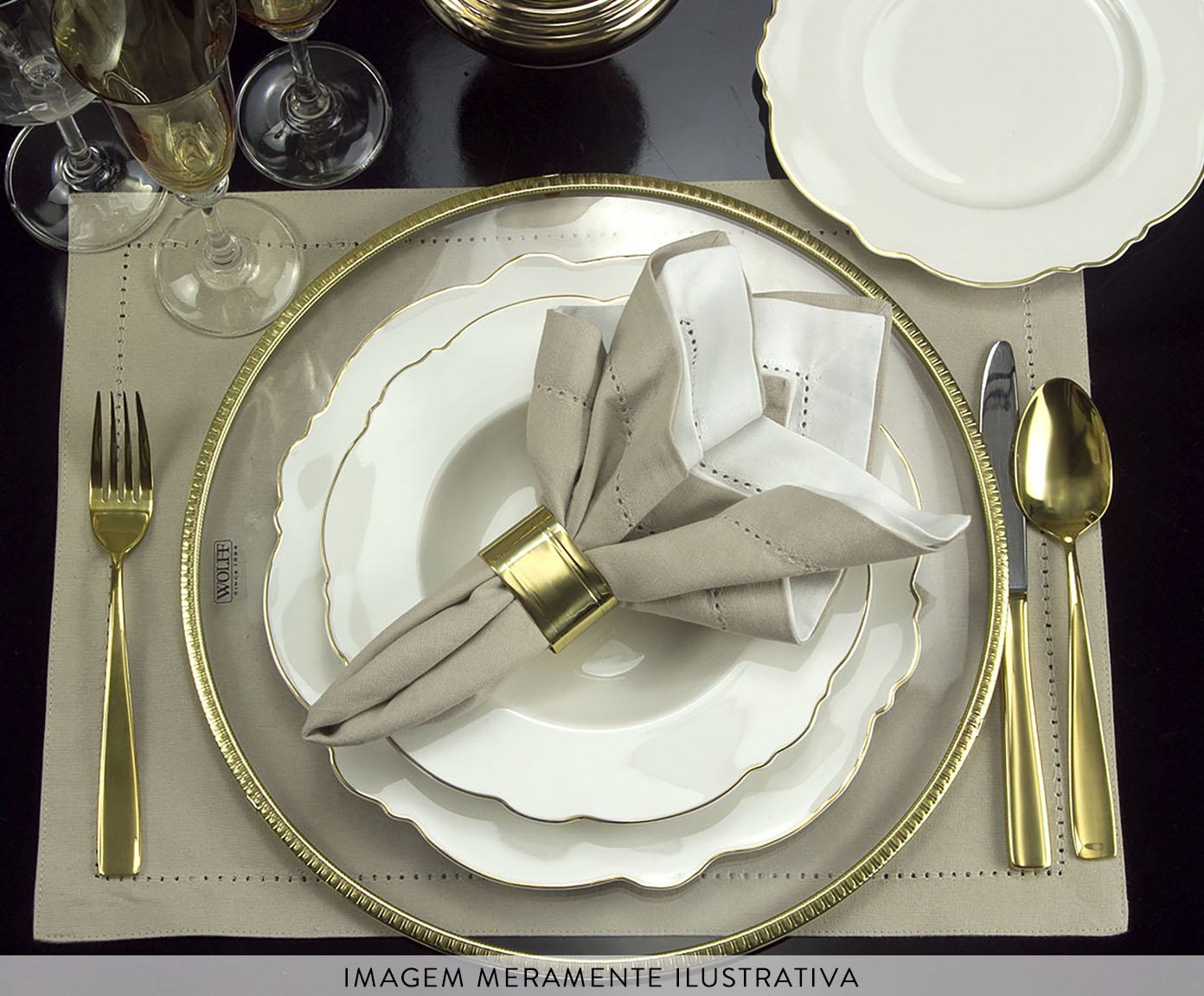 Aparelho de Jantar em Porcelana com Fio Dourado Maldivas image number 6