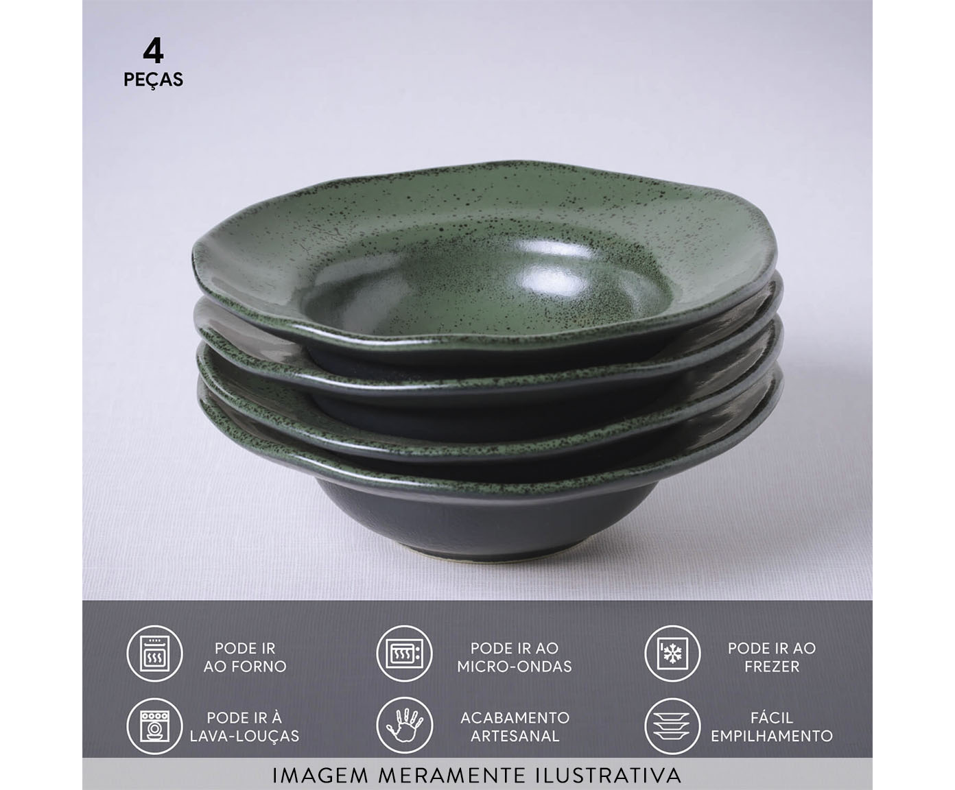 Jogo de Pratos para Sobremesa Org&acirc;nico Greenery Verde IV image number 4