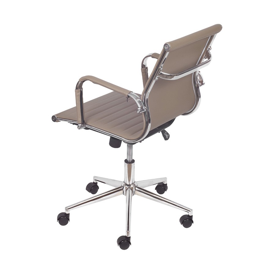 Cadeira Girat&oacute;ria com Rod&iacute;zios Office Eames Esteirinha Bege image number 2