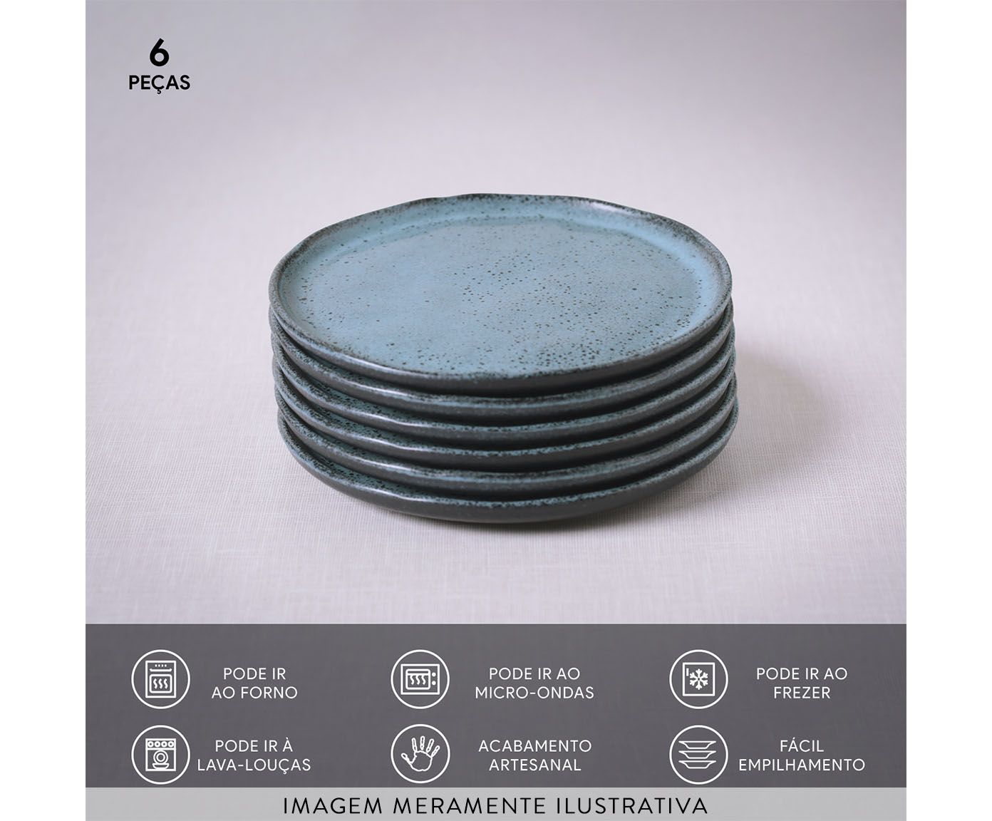 Jogo de Pratos para P&atilde;o Bio Night Sky Azul image number 3