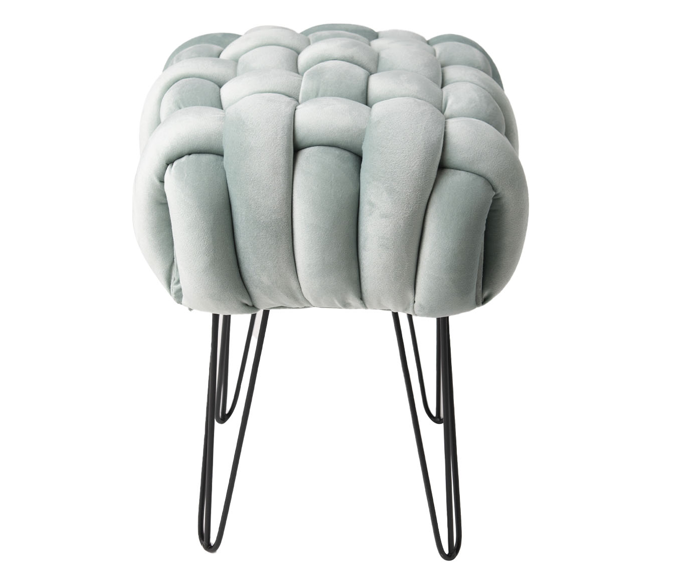 Pufe Tran&ccedil;ado com P&eacute;s em Veludo Hairpinlegs Verde Beb&ecirc; - image 1