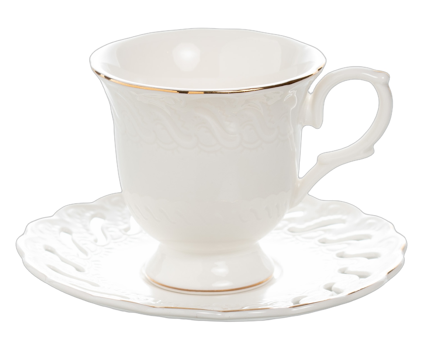 Jogo de X&iacute;caras caf&eacute; Vague em new bone china com borda dourada branco image number 0