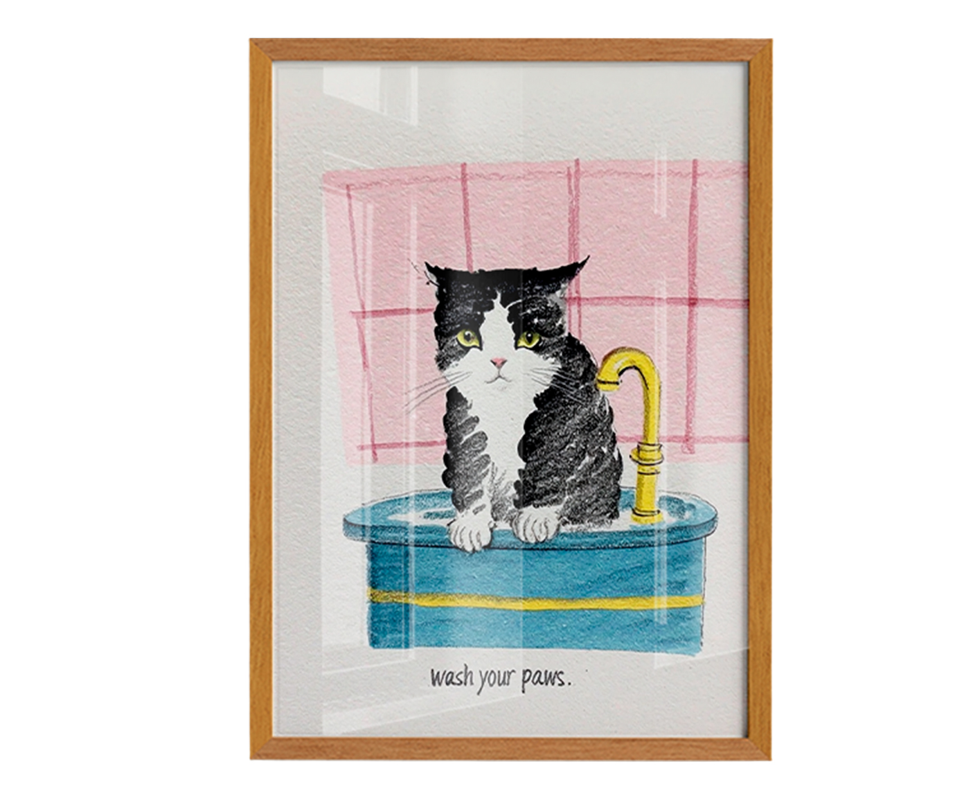 Quadro Wash Your Pawscom Moldura Marrom image number 0