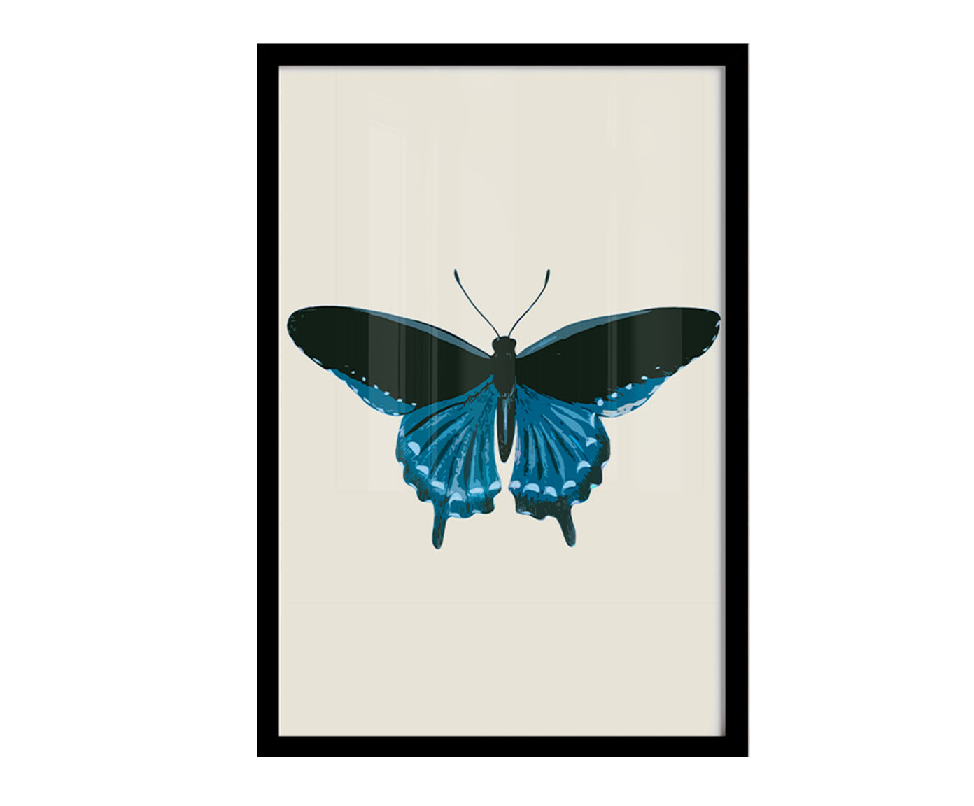 Quadro Borboleta Azul com Moldura Preta - image 1