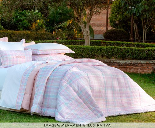 Jogo de Edredom Summer Comforter Xadrez London Rosa image number 1