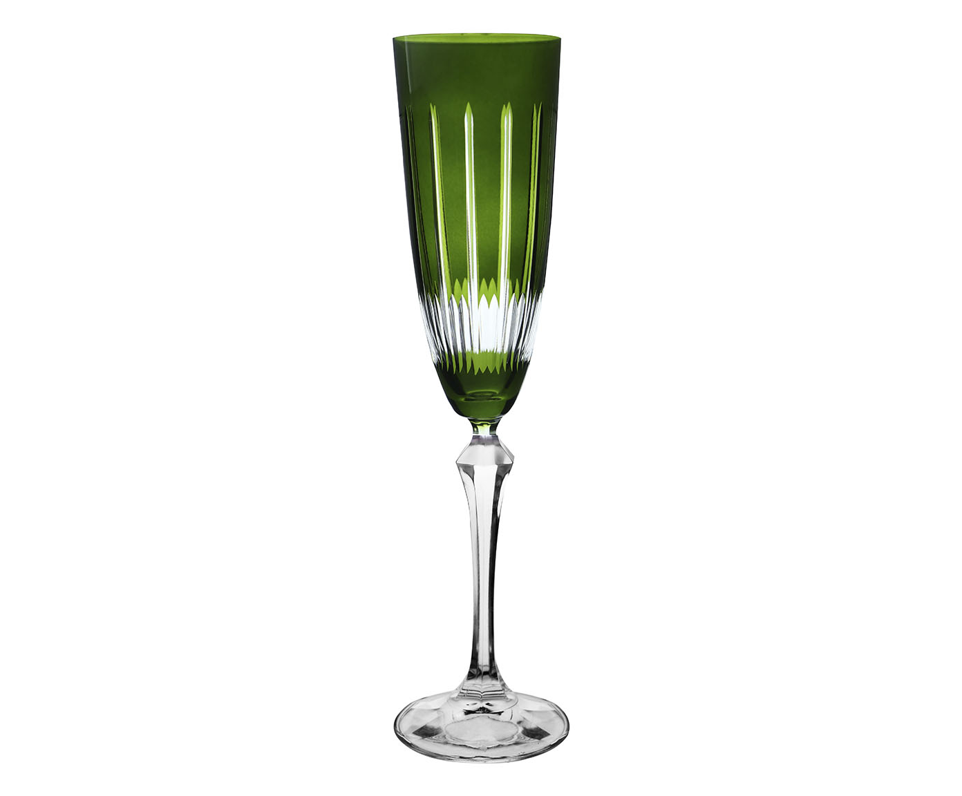 Ta&ccedil;a para Champanhe em Cristal Elizabeth Lapidada Verde image number 0