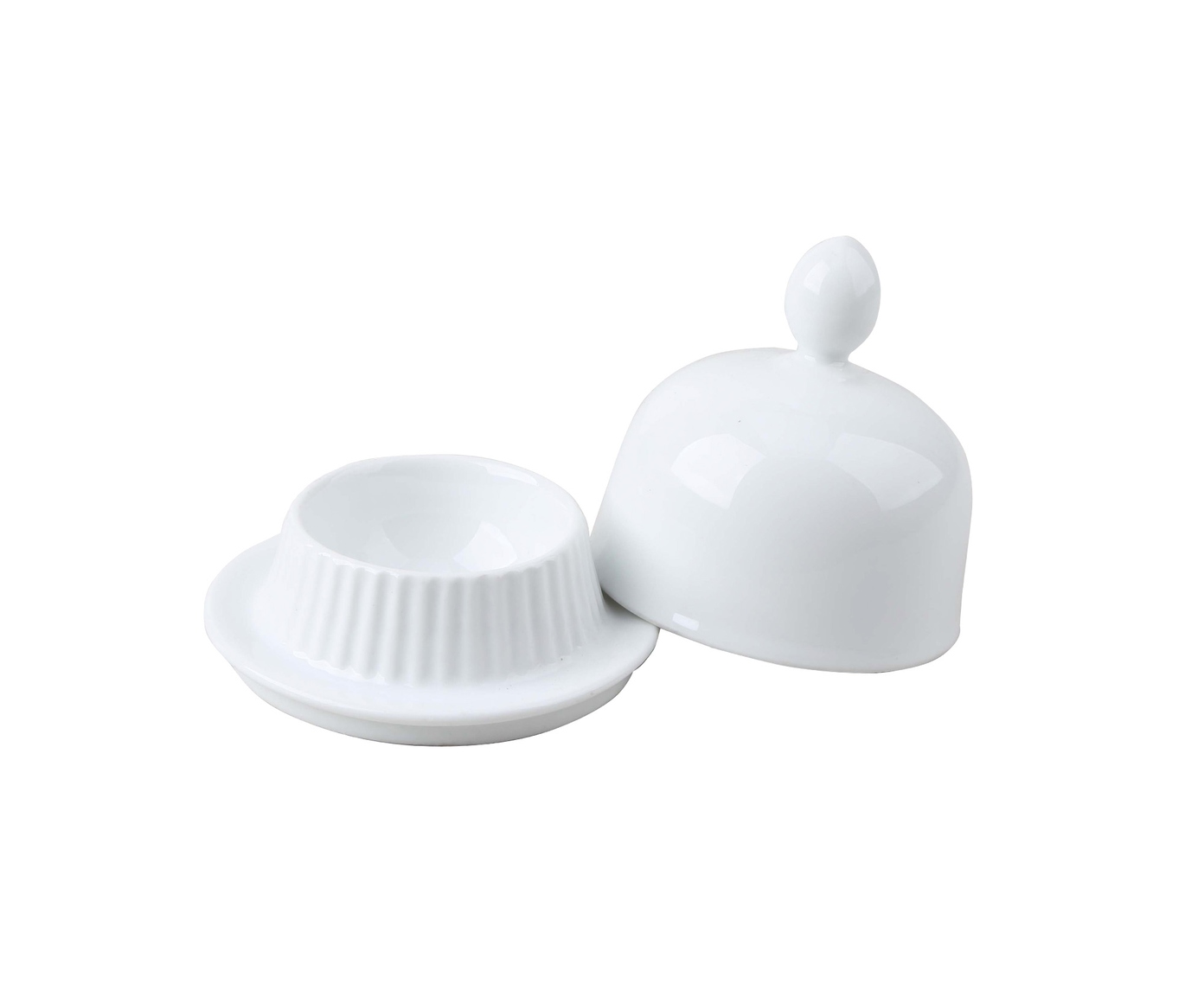 Manteigueira com tampa e pires Blanc em porcelana branco image number 4