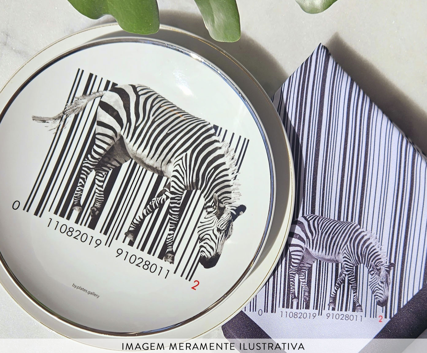 Prato de Porcelana Bar Code Zebra image number 4