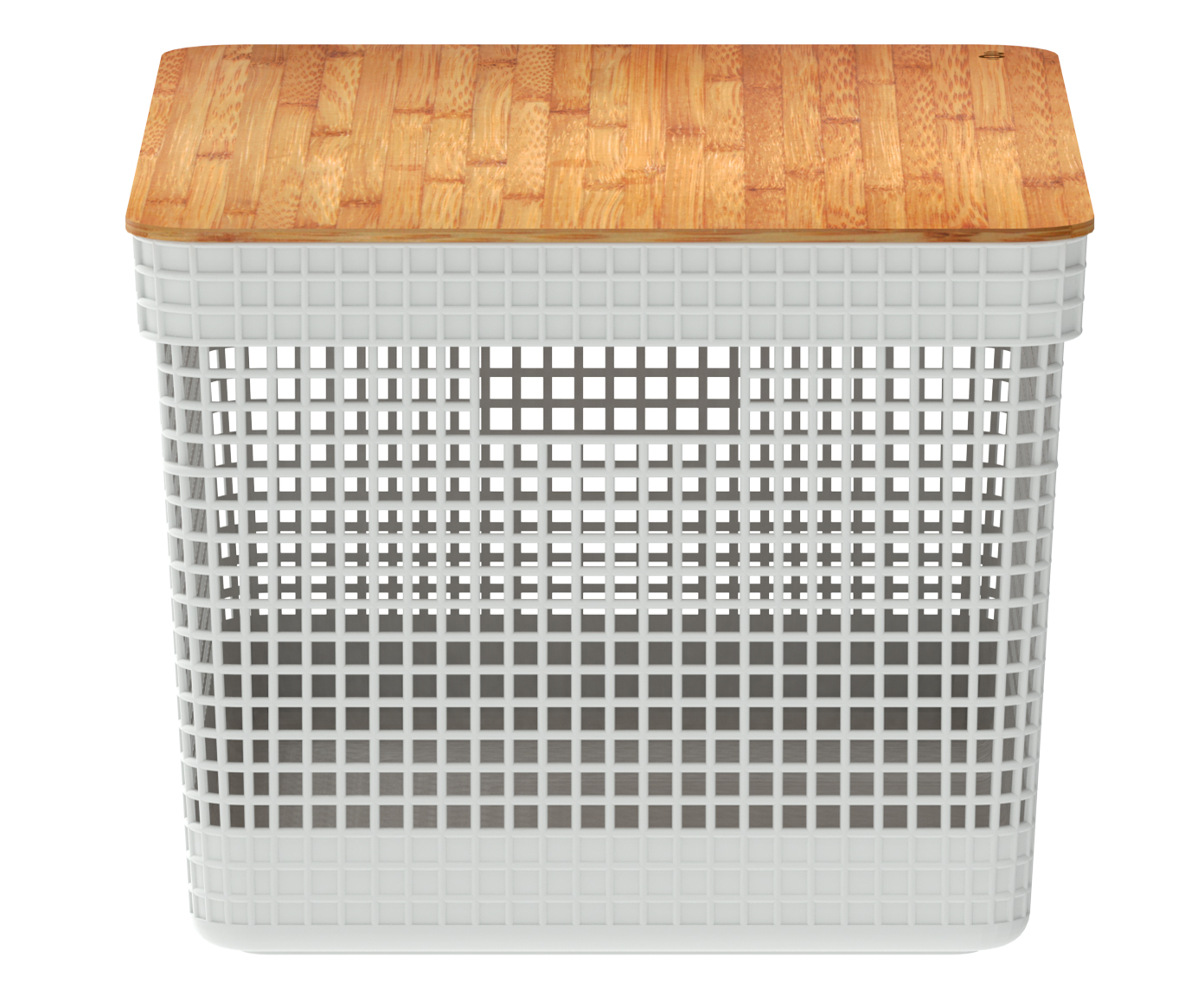 Cesto com Tampa em Bambu Grid I Branco image number 2