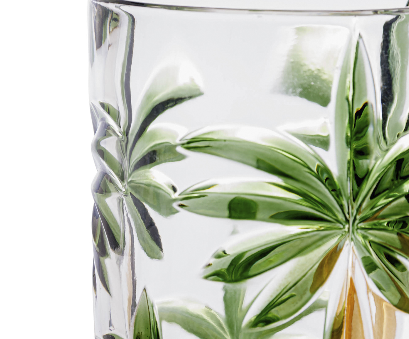 Ta&ccedil;a para &Aacute;gua de Cristal Ecol&oacute;gico Palm Tree Handpaint image number 2