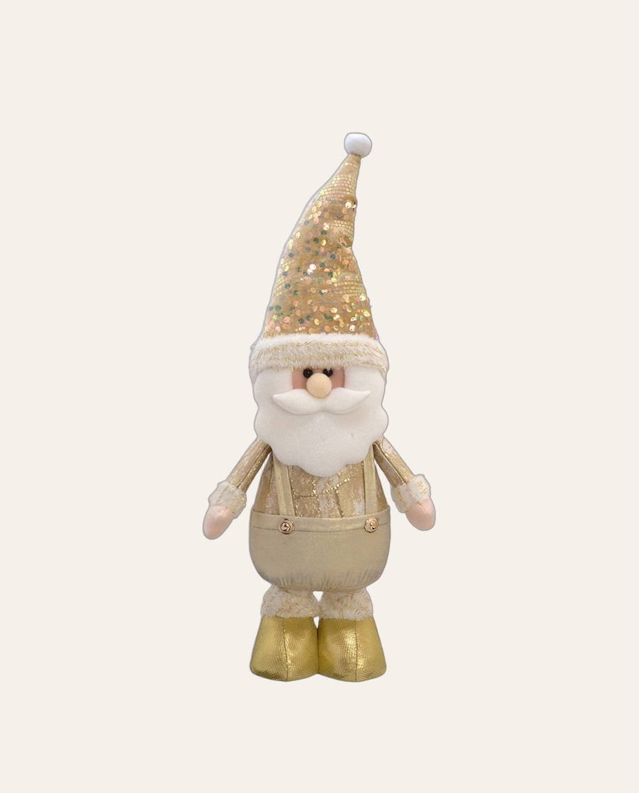 Papai Noel Decorativo em P&eacute; Suspens&oacute;rio Dourado - image 0