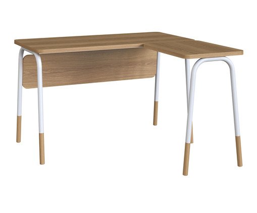 Mesa Escrivaninha Esta&ccedil;&atilde;o De Trabalho Em L Flexus - Hanover e Branco image number 1