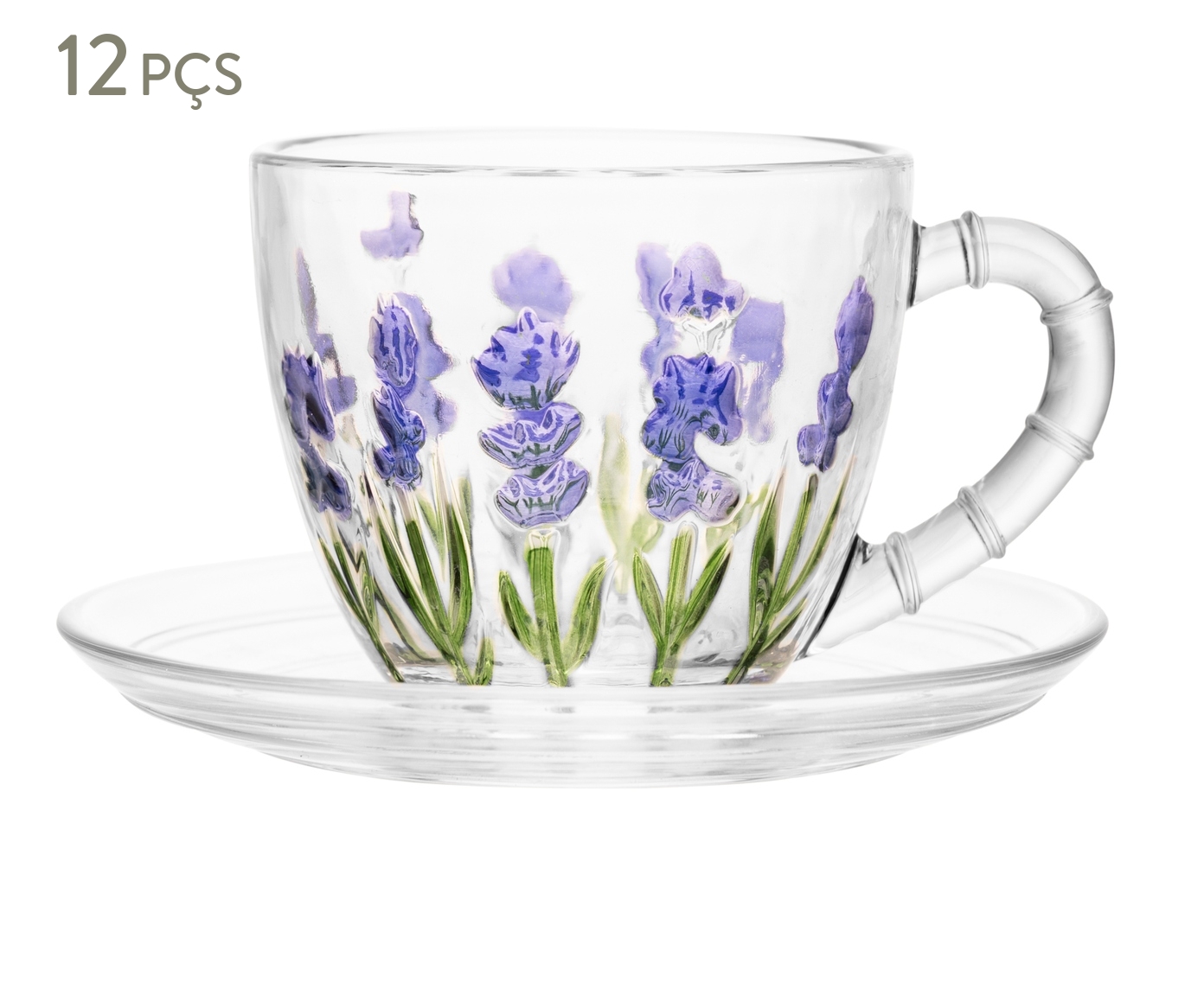 Jogo de X&iacute;caras para Caf&eacute; Lavanda Hand Painting image number 0