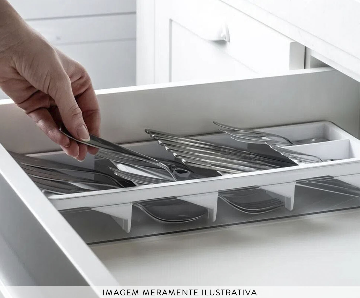 Organizador de Talheres Clear - Branco Fechado - image 1
