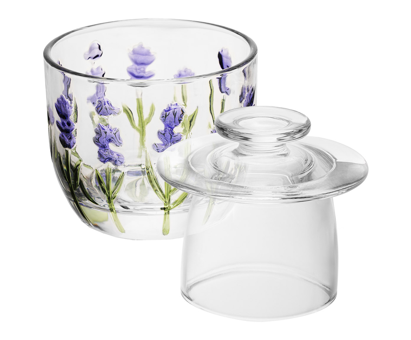 Manteigueira Francesa em Cristal Lavanda Hand Painting image number 2