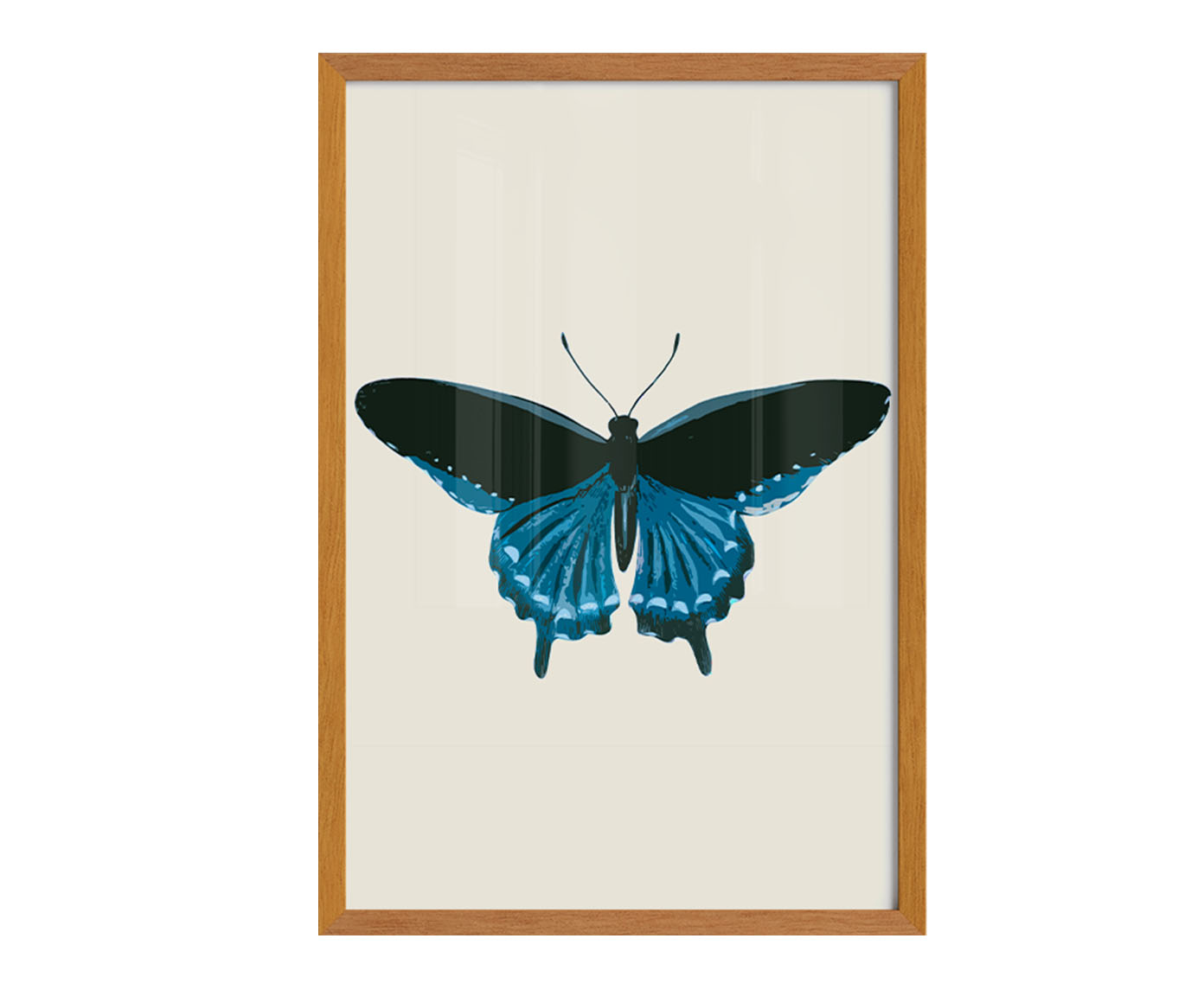 Quadro Borboleta Azul com Moldura em Madeira image number 0
