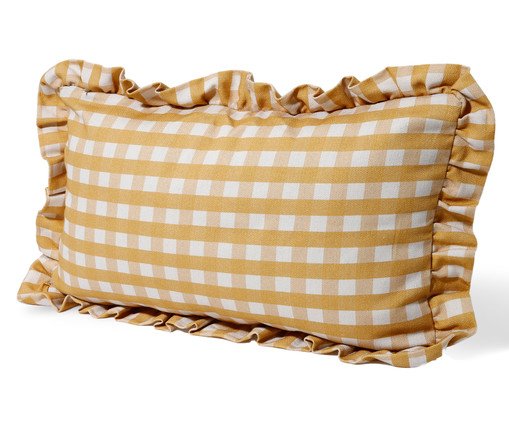Capa de Almofada Retangular Estampada com Babados Vichy Elena Amarelo image number 2